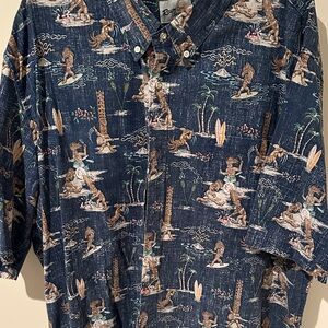 Reyn Spooner Men's Navy Surf Print Shirt